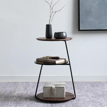 Modern 3-Tier Metal Accent Table – Minimalist Wooden Shelf Stand