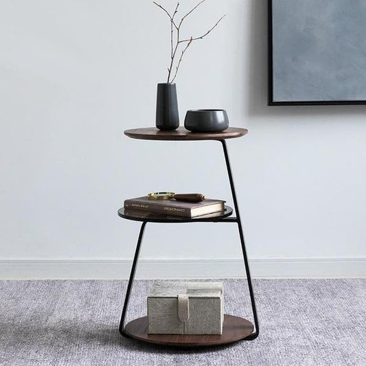 Modern 3-Tier Metal Accent Table – Minimalist Wooden Shelf Stand