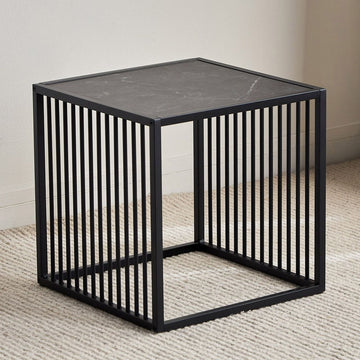 The Cage Side Table – Compact Metal & Wood Accent Table