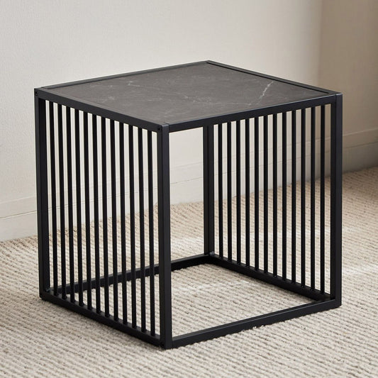 The Cage Side Table – Compact Metal & Wood Accent Table