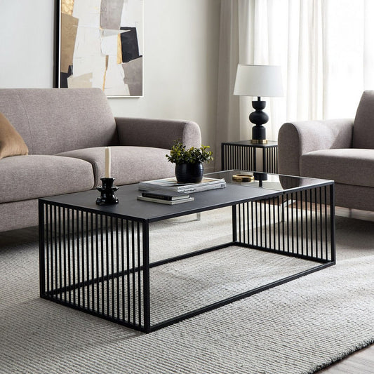 The Cage Coffee Table – Industrial Metal & Natural Wood Centerpiece