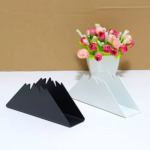 MAGHJI Mountain Design Heavy Duty Metal Napkin Holder, Modern Table Decor, Black and White