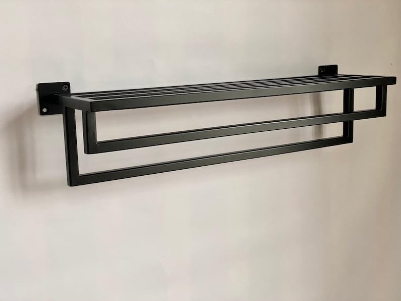 MAGHJI Wall-Mounted Towel Rack, Black.