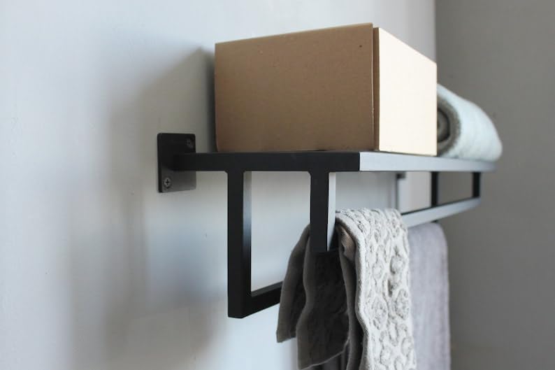 MAGHJI Wall-Mounted Towel Rack, Black.