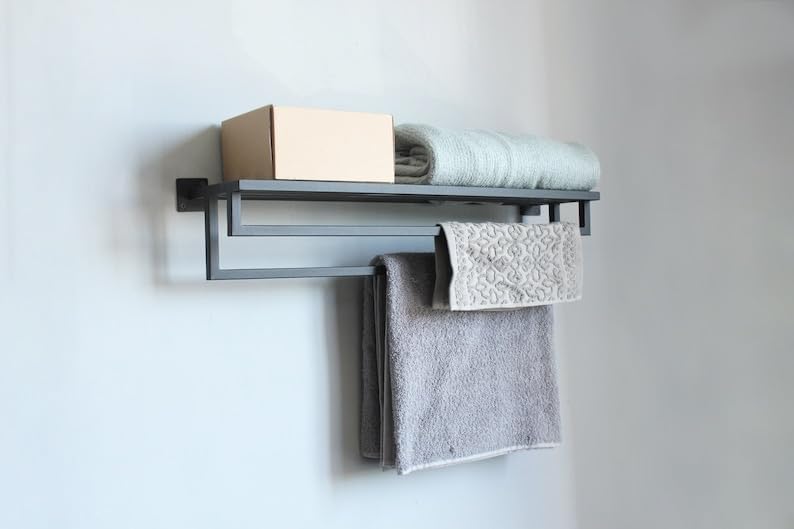 MAGHJI Wall-Mounted Towel Rack, Black.