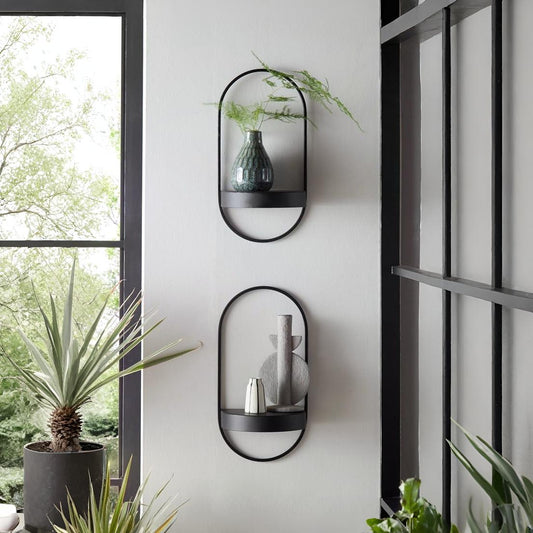 Modern Minimalist Oval Metal Wall Shelf – Stylish Floating Planters for Home & Office