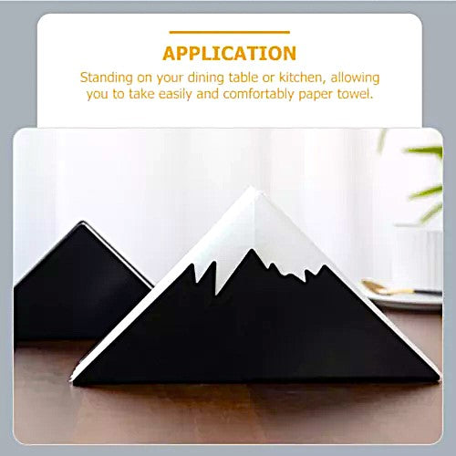 MAGHJI Mountain Design Heavy Duty Metal Napkin Holder, Modern Table Decor, Black and White.