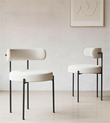 Modern Dining Chairs, Teddy Fleece with Round Cushion