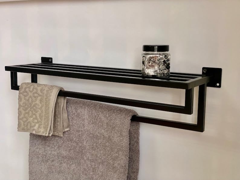 MAGHJI Wall-Mounted Towel Rack, Black.