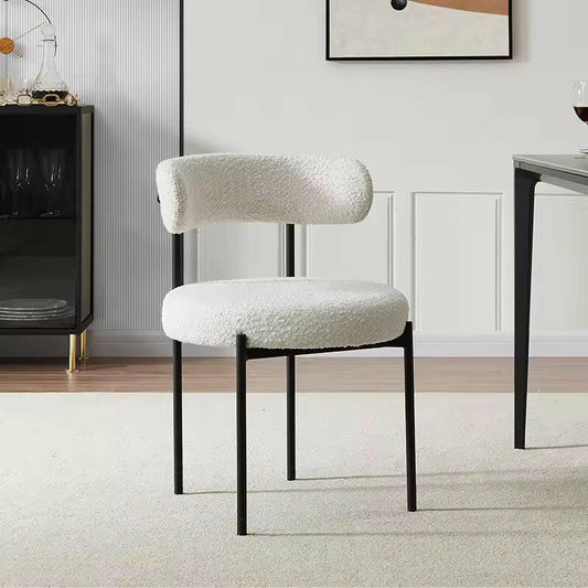 Modern Dining Chairs, Teddy Fleece with Round Cushion