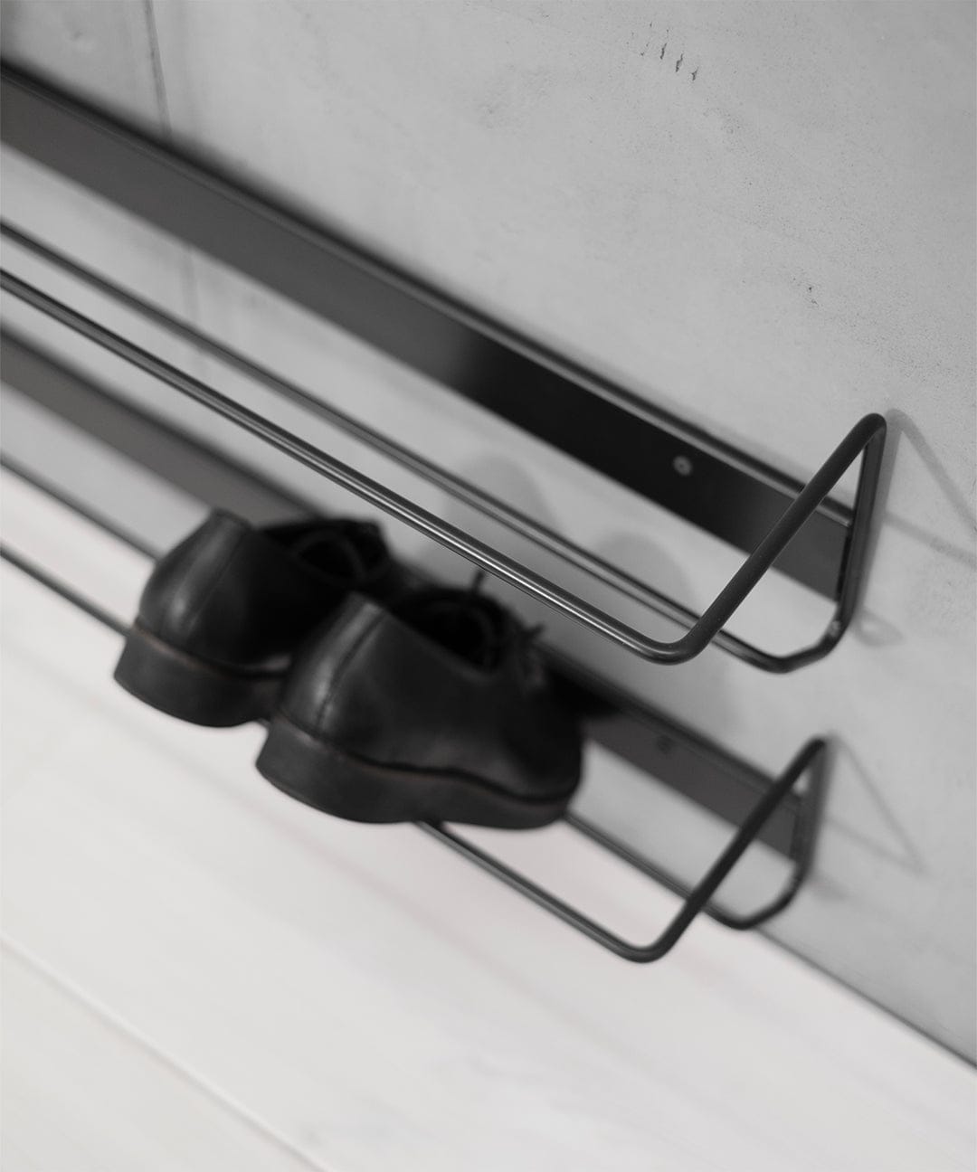 Maghji Wall-Mounted Shoe Racks, Set of 2, Black Powder-Coated Metal.
