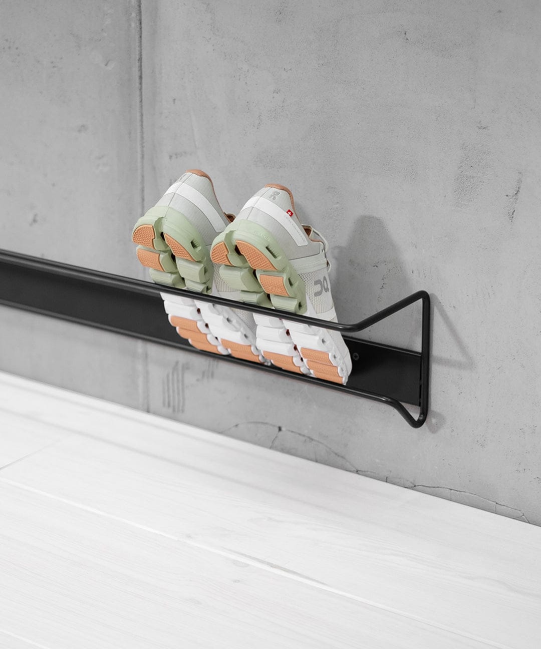 Maghji Wall-Mounted Shoe Racks, Set of 2, Black Powder-Coated Metal.