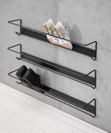 Maghji Wall-Mounted Shoe Racks, Set of 2, Black Powder-Coated Metal.