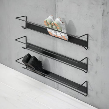 Maghji Wall-Mounted Shoe Racks, Set of 2, Black Powder-Coated Metal