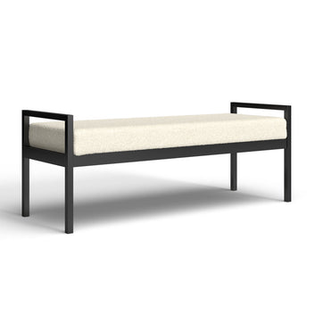 Minimalist Upholstered Entryway Bench with Black Metal Frame