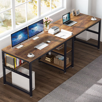 The Axis Dual Work Desk – Solid Wood & Metal Frame Workspace by Maghji