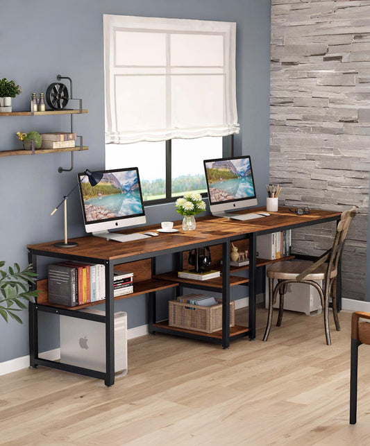 The Axis Dual Work Desk – Solid Wood & Metal Frame Workspace by Maghji