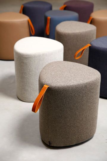 Maghji Modern Triangular Ottomans with Leather Handle – Stylish & Portable Seating