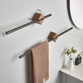 Geometric Wall-Mounted Towel Bar – Modern Wood & Metal Design