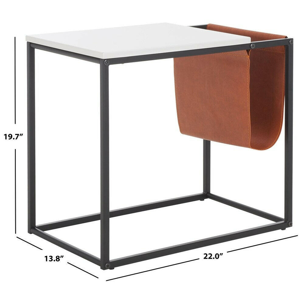 Marble Side Table with Pu Storage Office Bedroom Sofa Side Table.