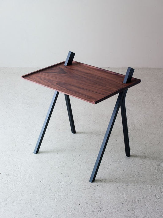 MAGHJI Modern Study Desk with Walnut Top, Metal A-Frame Legs, Minimalist Design