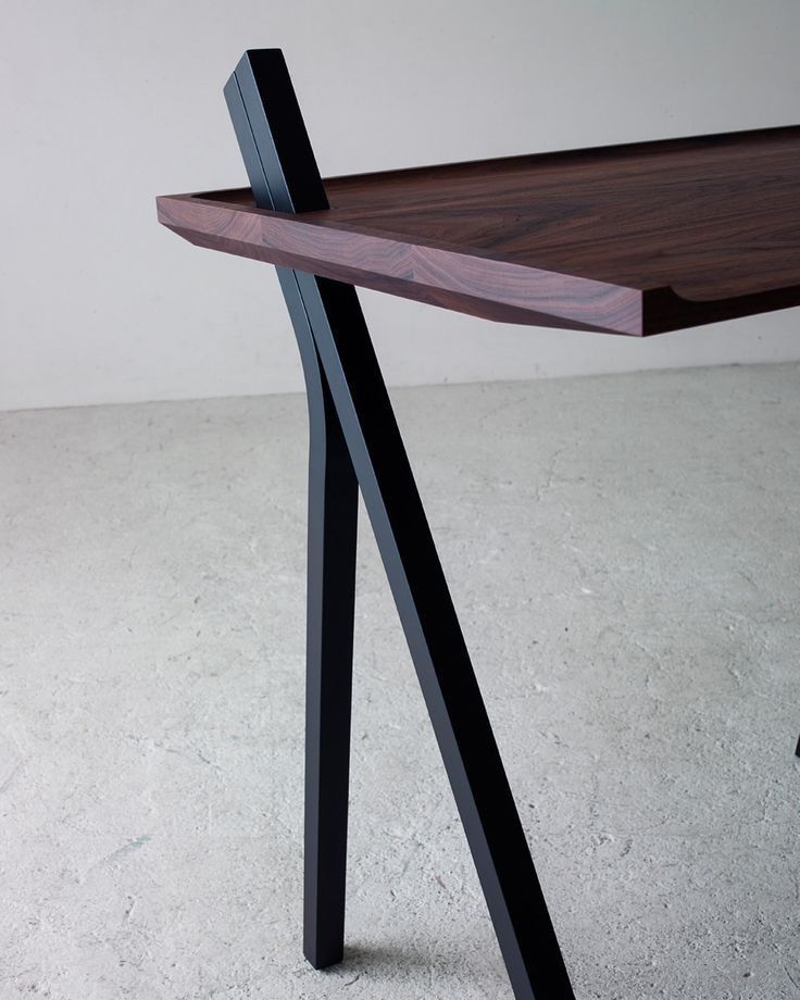 MAGHJI Modern Study Desk with Walnut Top, Metal A-Frame Legs, Minimalist Design.