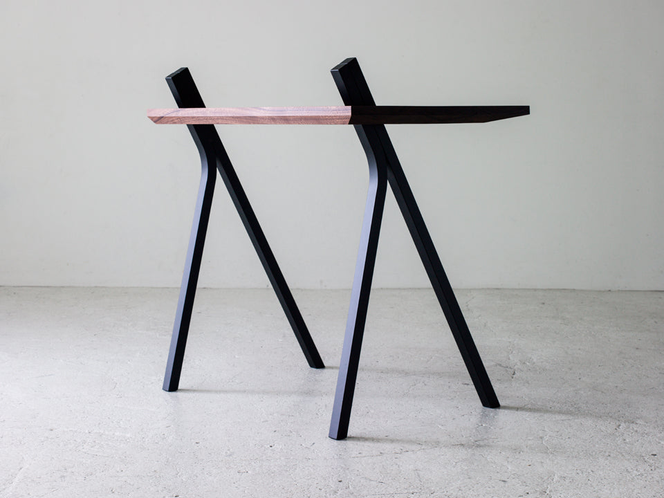 MAGHJI Modern Study Desk with Walnut Top, Metal A-Frame Legs, Minimalist Design.