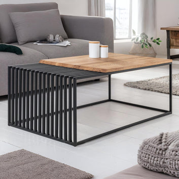Modern Industrial Coffee Table – Solid Wood Top & Steel Frame